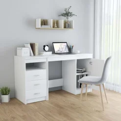 Kantoormeubelen*vidaXL Bureau 140x50x76 cm bewerkt hout Wit