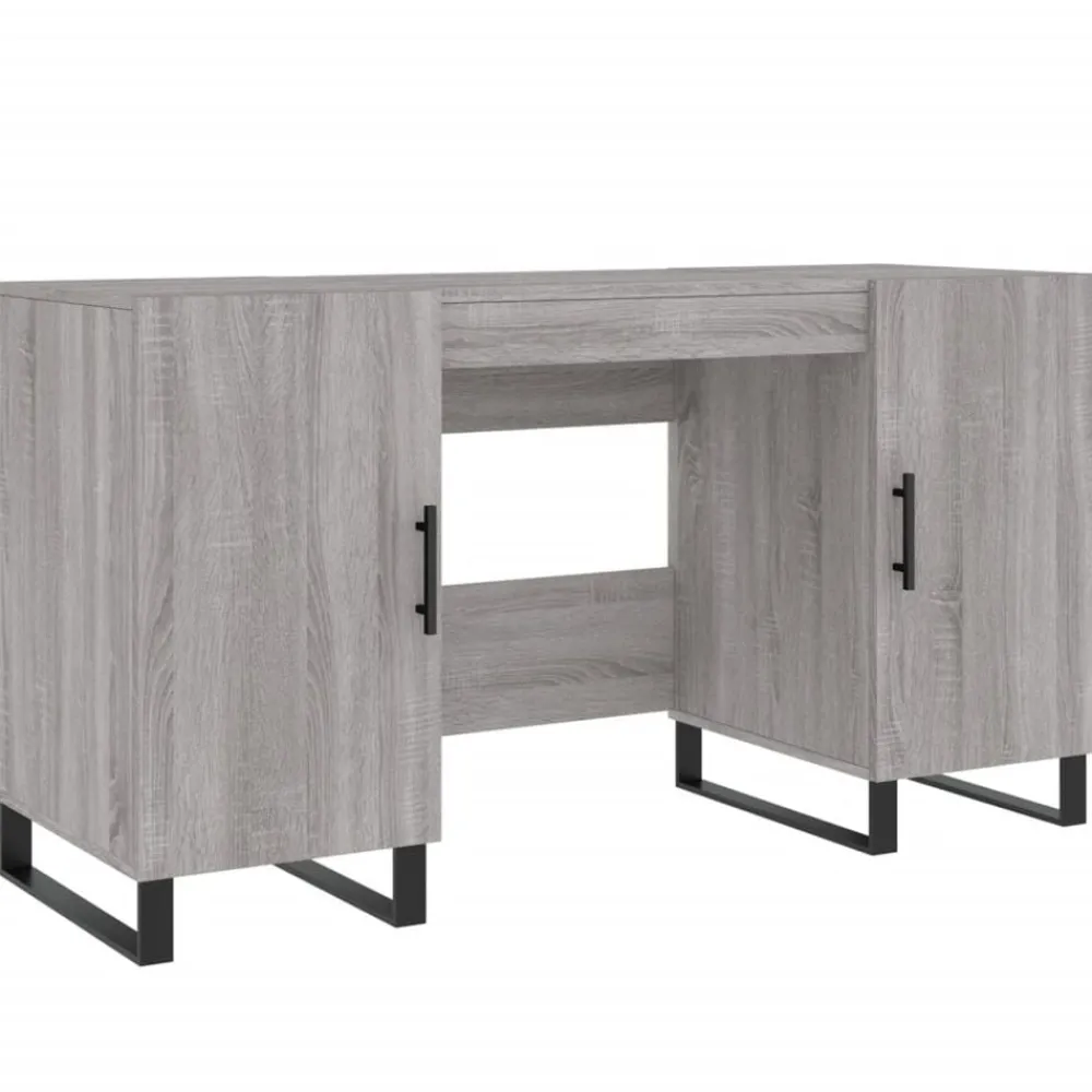 Kantoormeubelen*vidaXL Bureau 140x50x75 cm bewerkt hout eikenkleurig Grijs sonoma