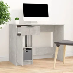 Kantoormeubelen*vidaXL Bureau 100x50x75 cm bewerkt hout Betongrijs