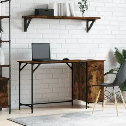 Kantoormeubelen*vidaXL Bureau 131x48x75 cm bewerkt hout kleurig Gerookt eiken