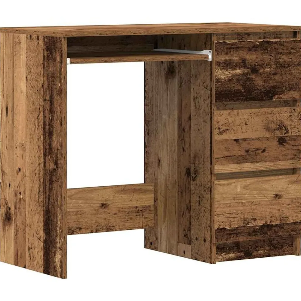 Kantoormeubelen*vidaXL Bureau 90x45x76 cm bewerkt hout kleurig Oud hout