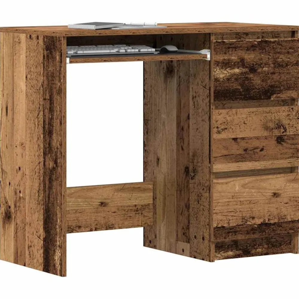 Kantoormeubelen*vidaXL Bureau 90x45x76 cm bewerkt hout kleurig Oud hout