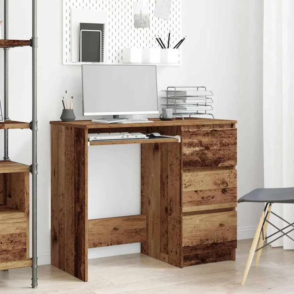Kantoormeubelen*vidaXL Bureau 90x45x76 cm bewerkt hout kleurig Oud hout