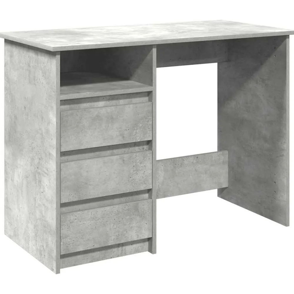 Kantoormeubelen*vidaXL Bureau 102x50x75 cm bewerkt hout Betongrijs
