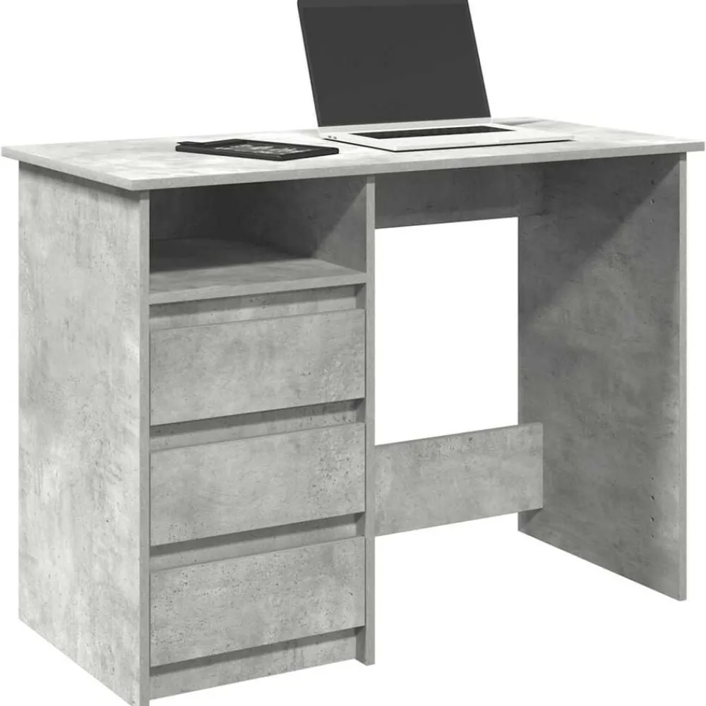 Kantoormeubelen*vidaXL Bureau 102x50x75 cm bewerkt hout Betongrijs