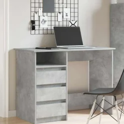 Kantoormeubelen*vidaXL Bureau 102x50x75 cm bewerkt hout Betongrijs