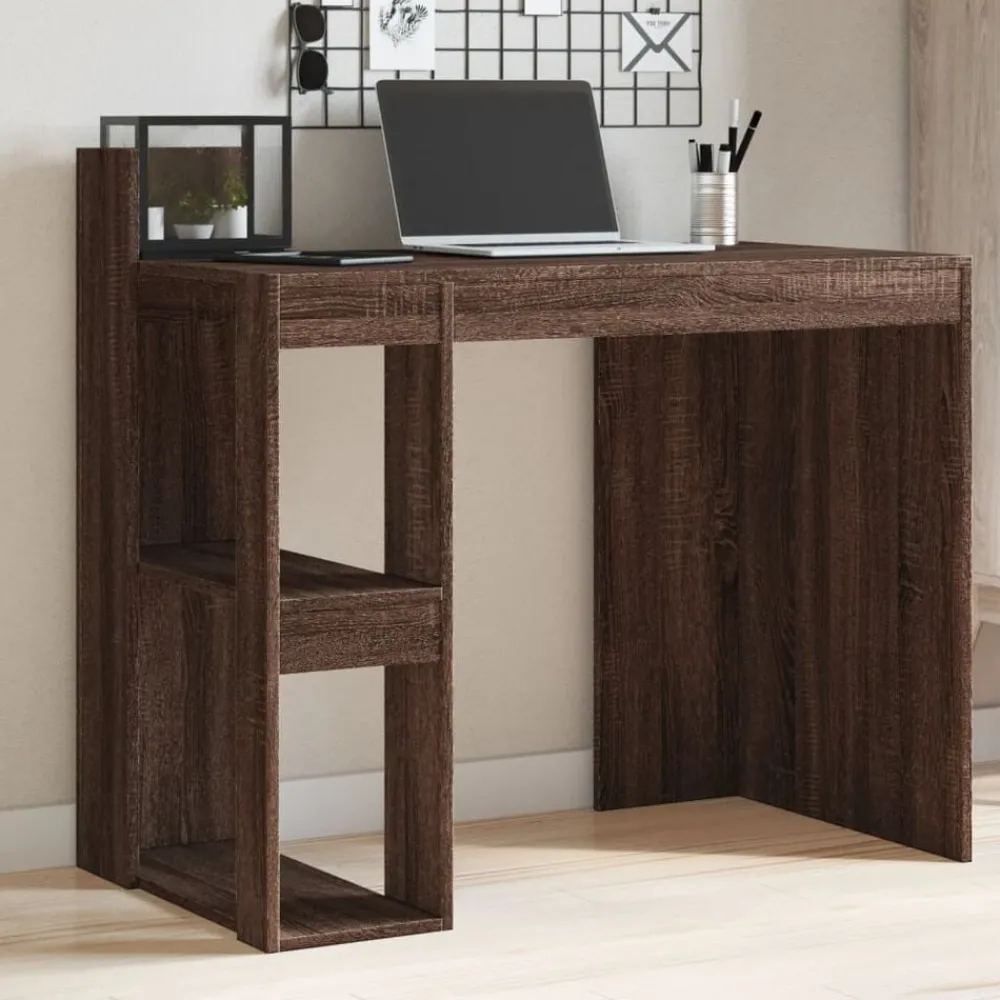Kantoormeubelen*vidaXL Bureau 103,5x56,5x94 cm bewerkt hout ig bruin eikenkleur