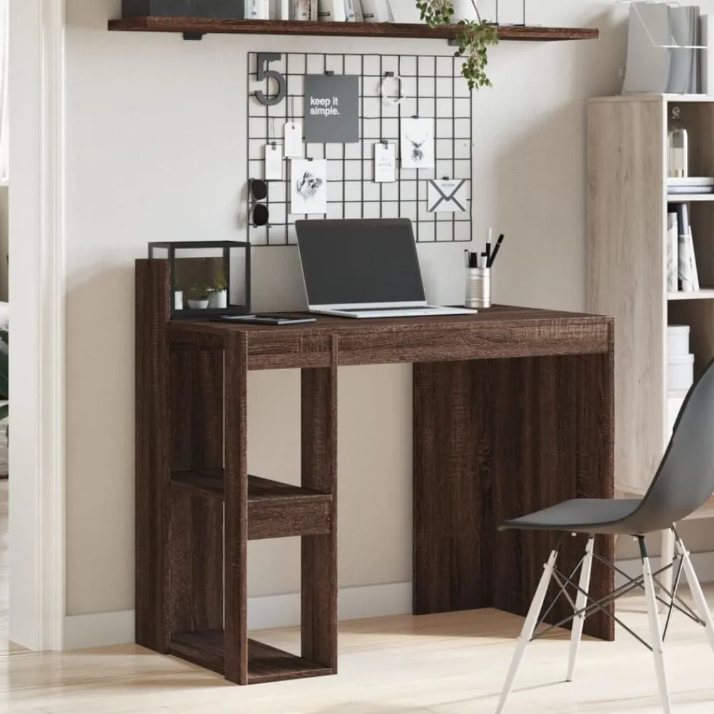 Kantoormeubelen*vidaXL Bureau 103,5x56,5x94 cm bewerkt hout ig bruin eikenkleur