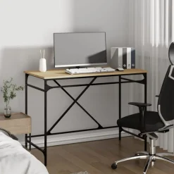 Bureau 100x50x75 cm bewerkt hout en ijzer kleurig><noscript><img width=