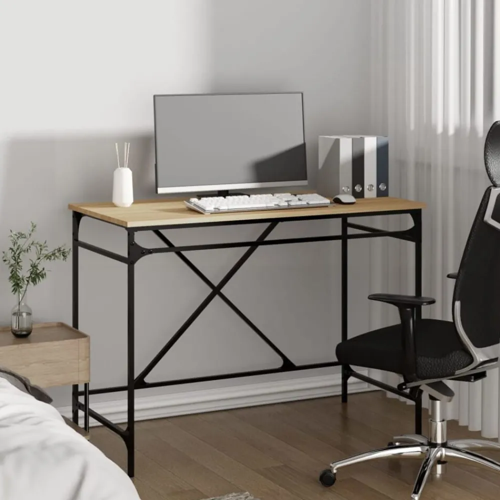 Bureau 100x50x75 cm bewerkt hout en ijzer kleurig>vidaXL Sale