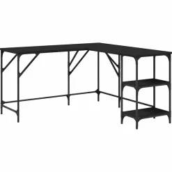 Kantoormeubelen*vidaXL Bureau 139x139x75 cm bewerkt hout Zwart