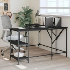 Kantoormeubelen*vidaXL Bureau 139x139x75 cm bewerkt hout Zwart