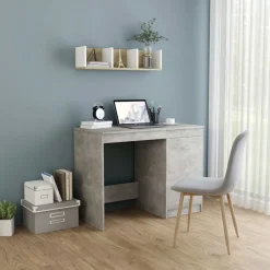 Kantoormeubelen*vidaXL Bureau 100x50x76 cm bewerkt hout Betongrijs