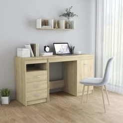 Kantoormeubelen*vidaXL Bureau 140x50x76 cm bewerkt hout kleurig Sonoma eiken