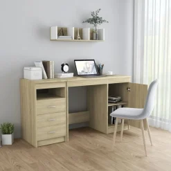 Kantoormeubelen*vidaXL Bureau 140x50x76 cm bewerkt hout kleurig Sonoma eiken
