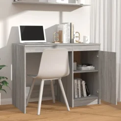 Kantoormeubelen*vidaXL Bureau 100x50x76 cm bewerkt hout eikenkleurig Grijs sonoma