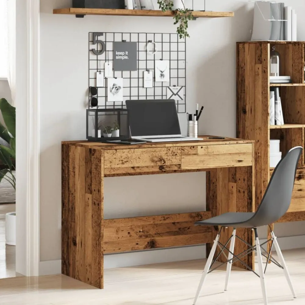 Bureau 101x50x76,5 cm bewerkt hout kleurig>vidaXL New