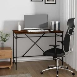 Bureau 100x50x75 cm bewerkt hout en ijzer kleurig>vidaXL Outlet