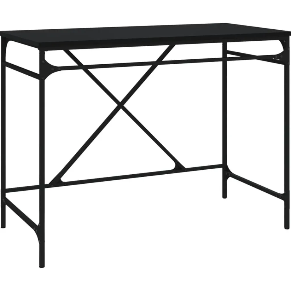Kantoormeubelen*vidaXL Bureau 100x50x75 cm bewerkt hout en ijzer Zwart