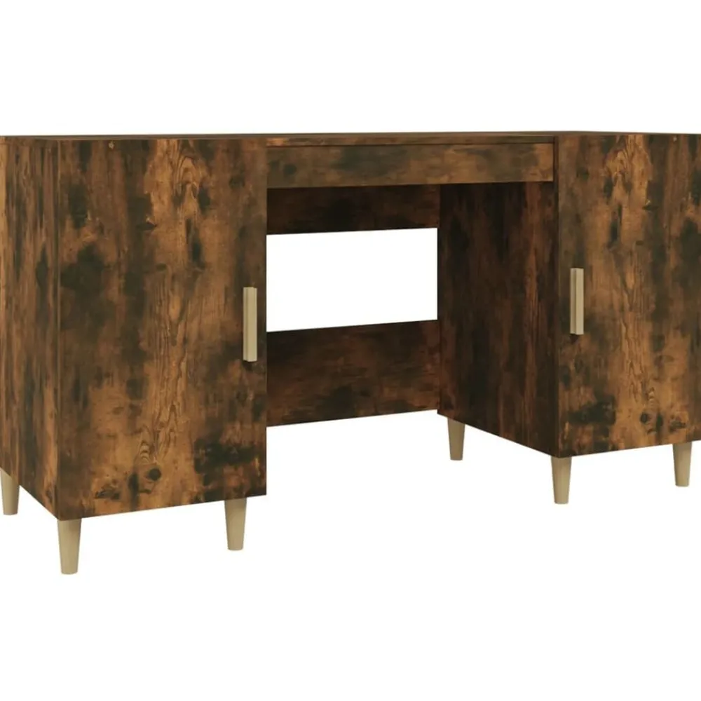 Kantoormeubelen*vidaXL Bureau 140x50x75 cm bewerkt hout kleurig Gerookt eiken