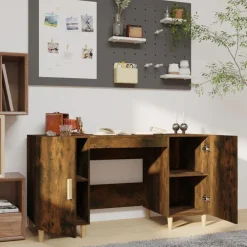 Kantoormeubelen*vidaXL Bureau 140x50x75 cm bewerkt hout kleurig Gerookt eiken