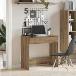 Bureau 80x40x75 cm bewerkt hout artisanaal eikenkleurig><noscript><img width=