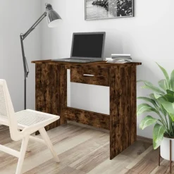 Kantoormeubelen*vidaXL Bureau 100x50x76 cm bewerkt hout kleurig Gerookt eiken