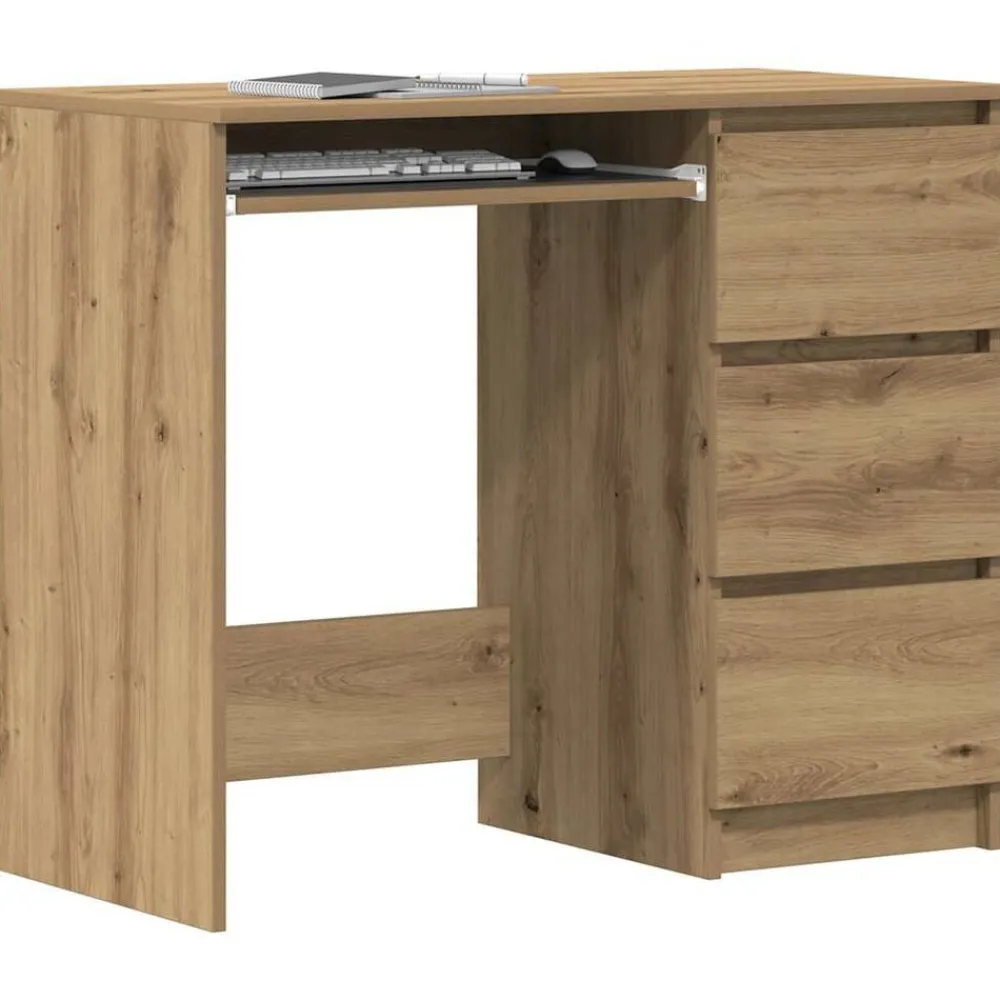 Kantoormeubelen*vidaXL Bureau 90x45x76 cm bewerkt hout artisanaal eikenkleur artisanaal eikenkleurig