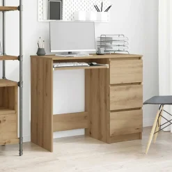 Kantoormeubelen*vidaXL Bureau 90x45x76 cm bewerkt hout artisanaal eikenkleur artisanaal eikenkleurig