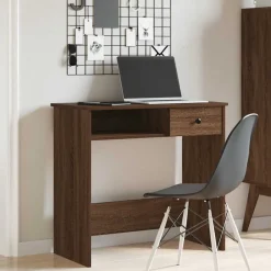 Kantoormeubelen*vidaXL Bureau 80x40x75 cm bewerkt hout bruin eikenkleur