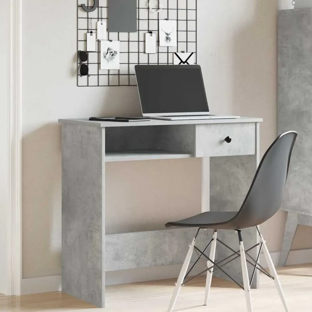 Kantoormeubelen*vidaXL Bureau 80x40x75 cm bewerkt hout Betongrijs