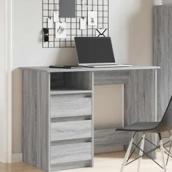 Kantoormeubelen*vidaXL Bureau 102x50x75 cm bewerkt hout eikenkleurig Grijs sonoma