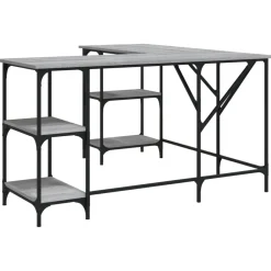 Kantoormeubelen*vidaXL Bureau 139x139x75 cm bewerkt hout eikenkleurig Grijs sonoma
