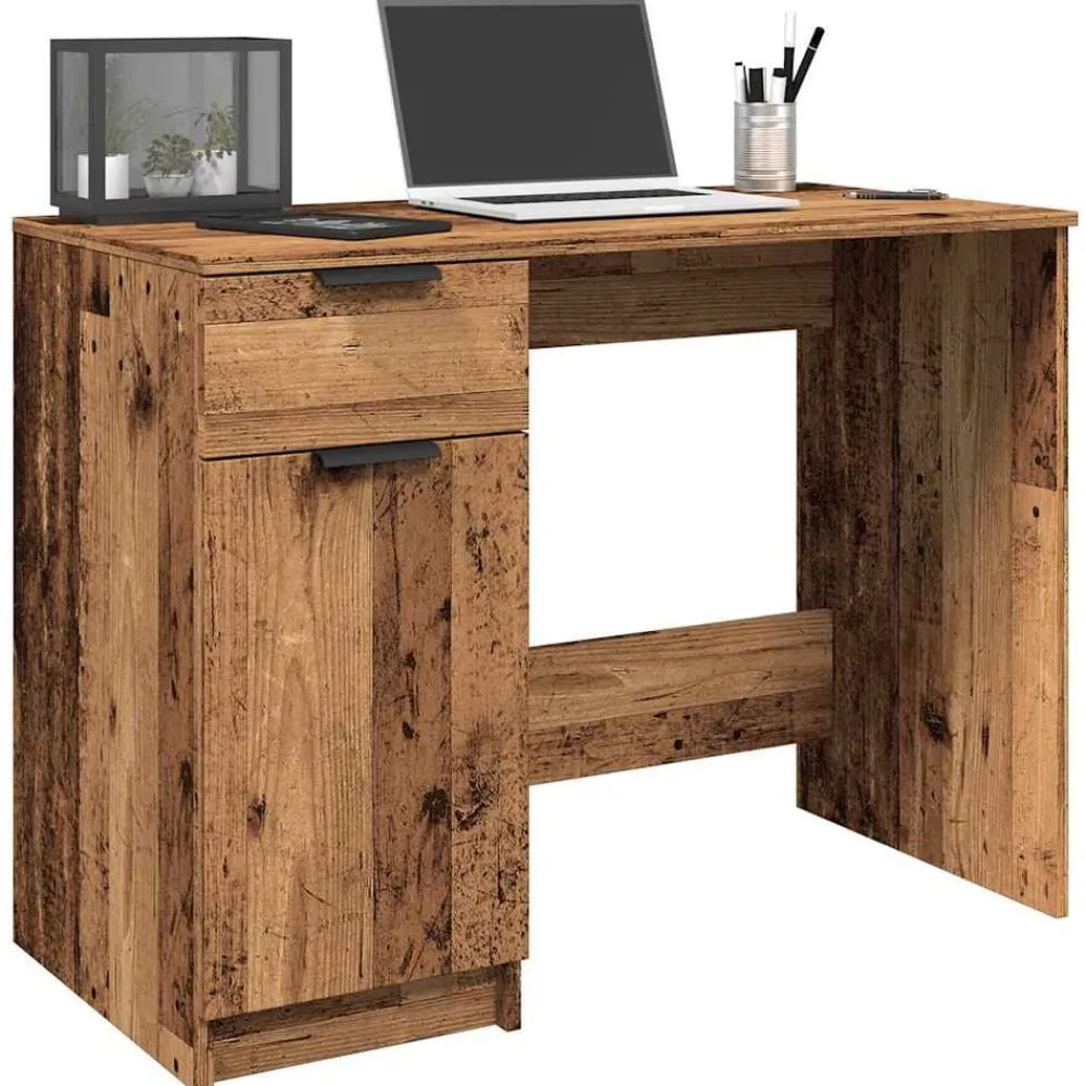 Kantoormeubelen*vidaXL Bureau 100x50x75 cm bewerkt hout kleurig Oud hout