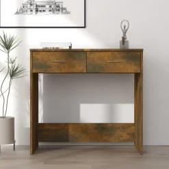 Kantoormeubelen*vidaXL Bureau 80x40x75 cm bewerkt hout kleurig Gerookt eiken