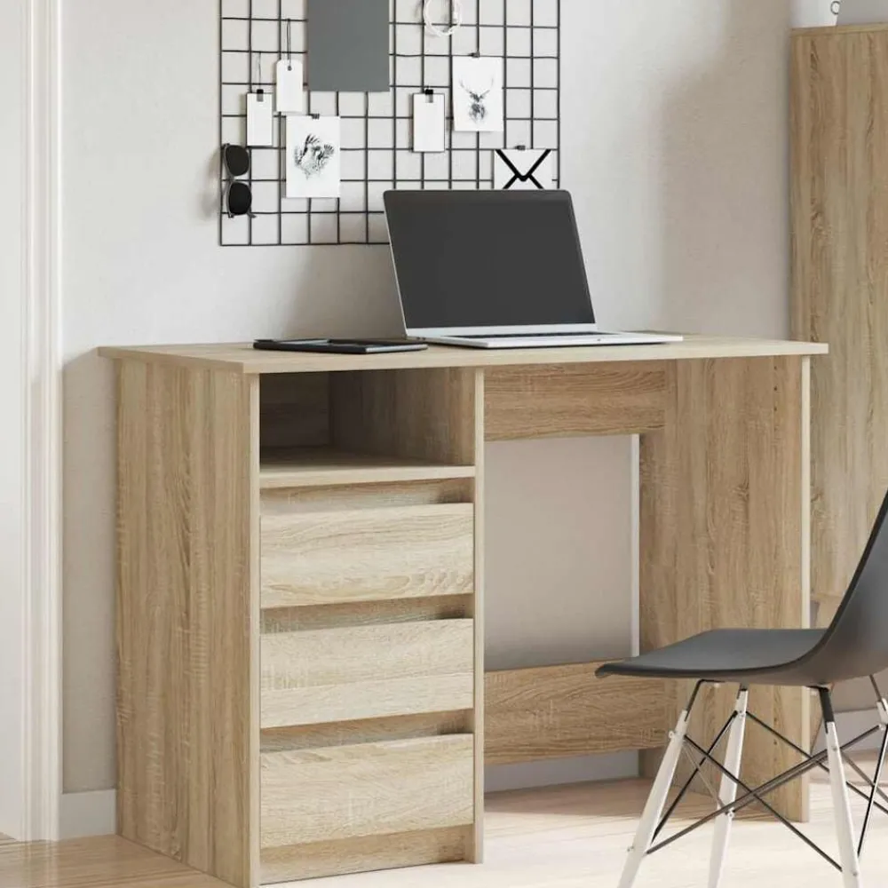 Kantoormeubelen*vidaXL Bureau 102x50x75 cm bewerkt hout kleurig Sonoma eiken