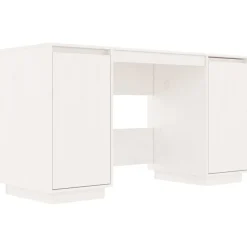 Kantoormeubelen*vidaXL Bureau 140x50x75 cm massief grenenhout Wit