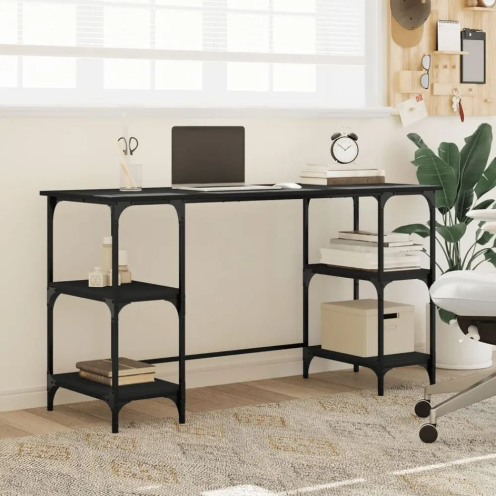 Bureau 140x50x75 cm metaal en bewerkt hout>vidaXL Outlet