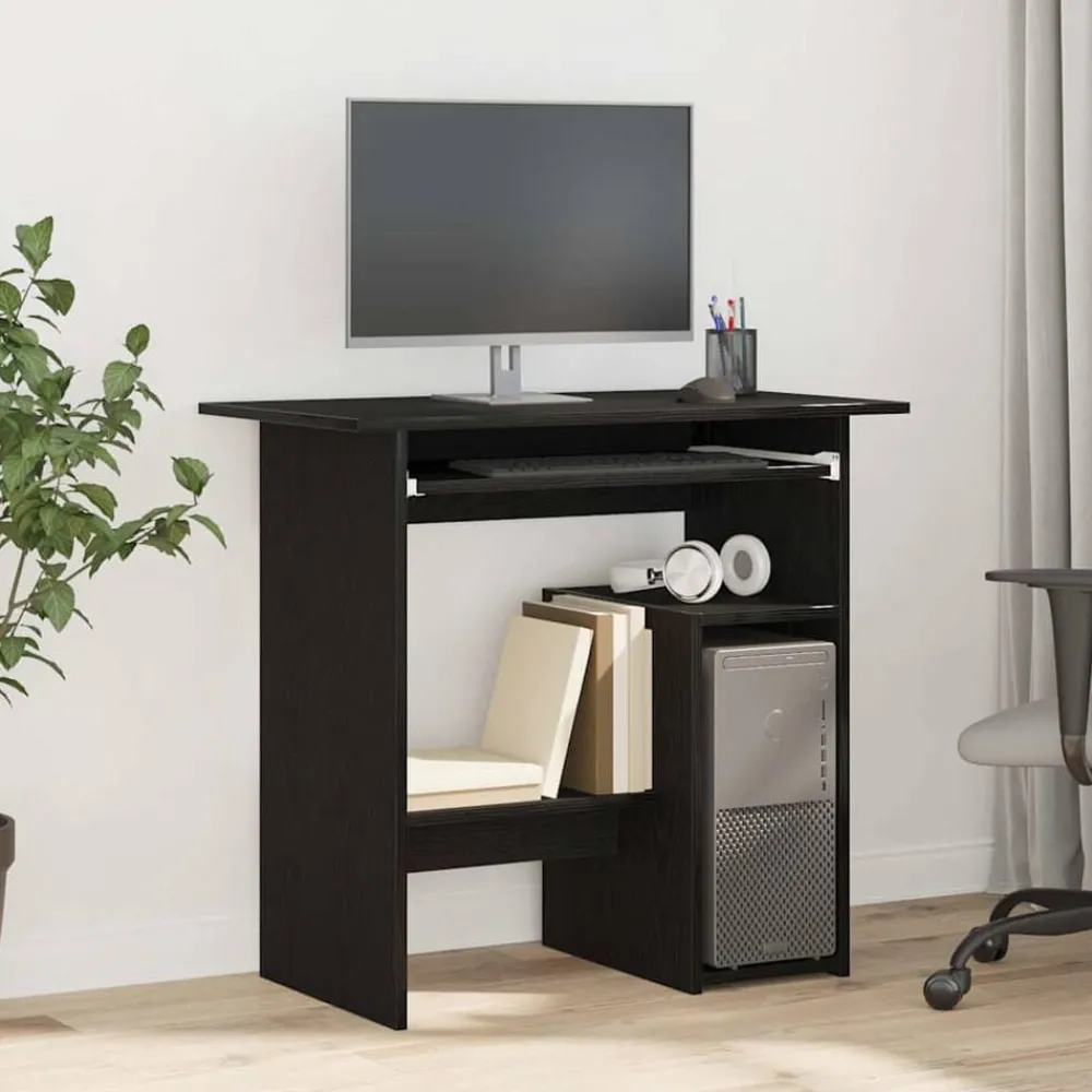 Kantoormeubelen*vidaXL Bureau 80x45x74 cm spaanplaat kleurig Zwart eiken
