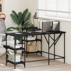 Kantoormeubelen*vidaXL Bureau 139 x 139 x 75 cm Bewerkt hout Zwart eiken
