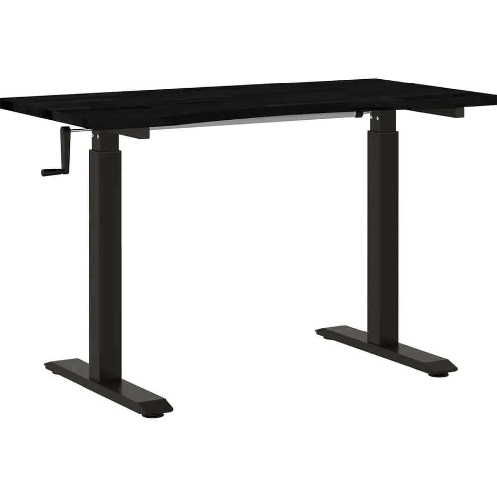 Kantoormeubelen*vidaXL Bureau 120 x 60 cm Massief Eikenhout Zwart en donkerbruin