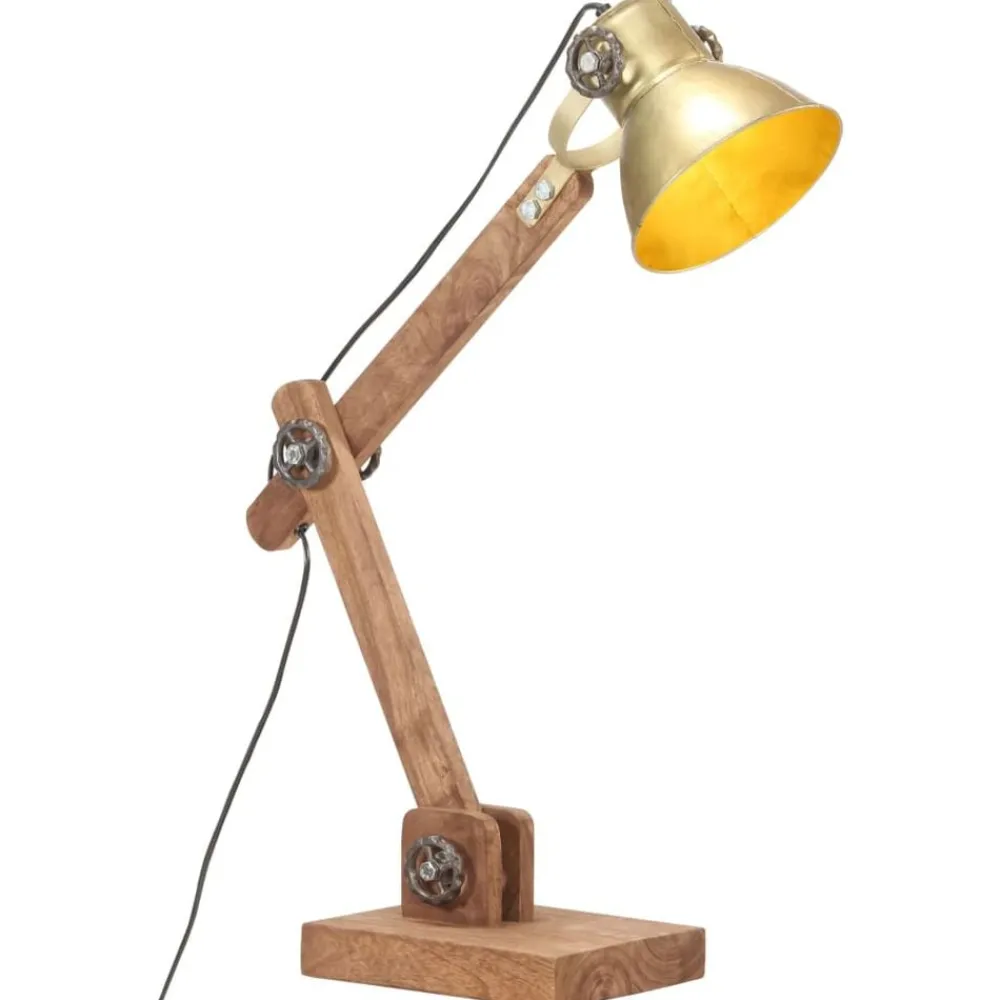 Verlichting*vidaXL Bureaulamp industrieel rond E27 58x18x90 cm messingkleurig
