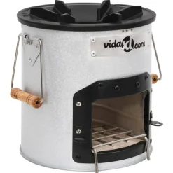 Haarden*vidaXL Camping houtkachel 45x25x26 cm staal zilverkleurig