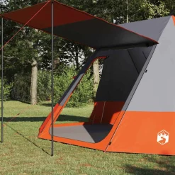 Buitensport*vidaXL Camping Tent met dak 482 x 360 x 227 cm taft Grijs en oranje