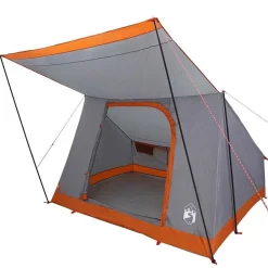 Buitensport*vidaXL Camping Tent met dak 282 x 225 x 154 cm taft Grijs en oranje