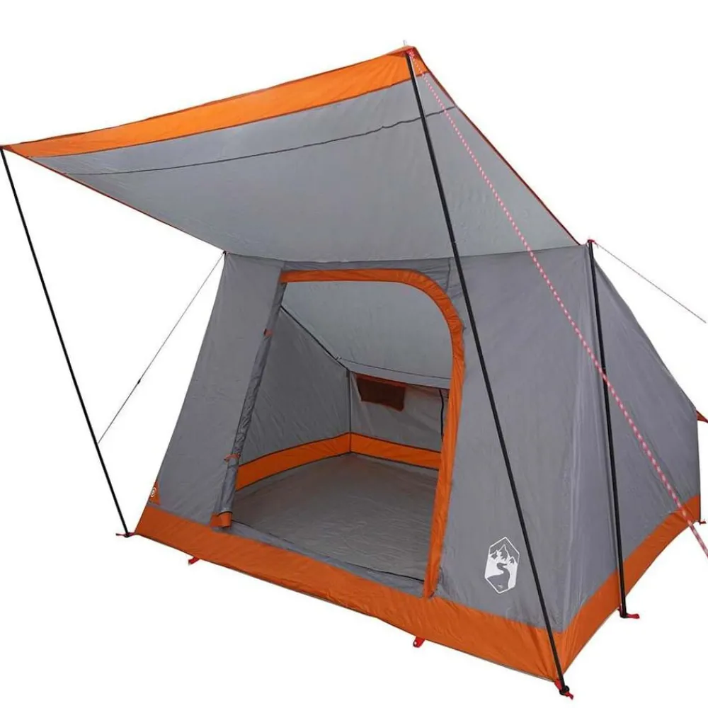 Buitensport*vidaXL Camping Tent met dak 282 x 225 x 154 cm taft Grijs en oranje