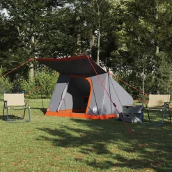 Buitensport*vidaXL Camping Tent met dak 282 x 225 x 154 cm taft Grijs en oranje