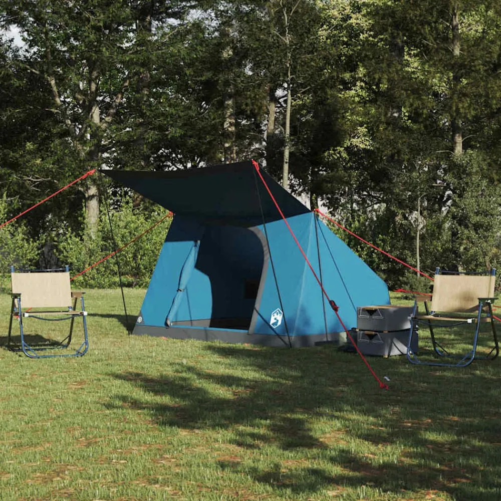 Buitensport*vidaXL Camping Tent met dak met opslag 282 x 225 x 154 cm taft Blauw