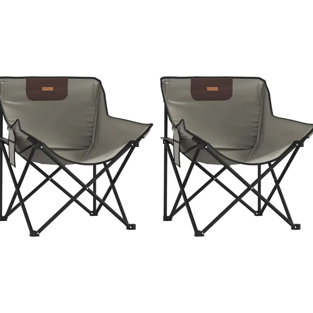 Tuinmeubelen*vidaXL Campingstoelen 2 st met vakje inklapbaar Grijs