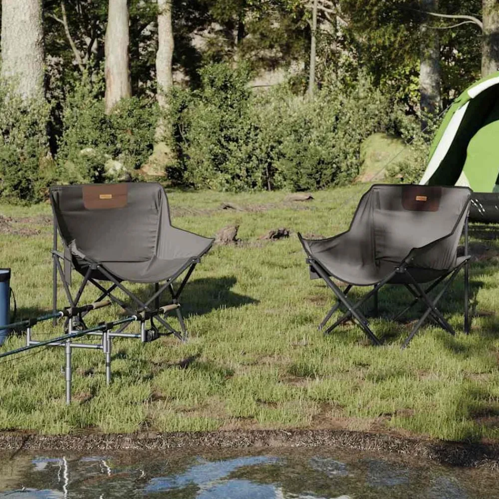 Tuinmeubelen*vidaXL Campingstoelen 2 st met vakje inklapbaar Grijs